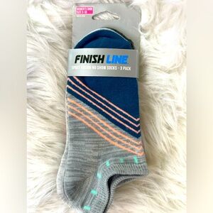 NWT Finish Line Women's Sport Fusion No Show‎ Socks - Blue and Gray Size S-M